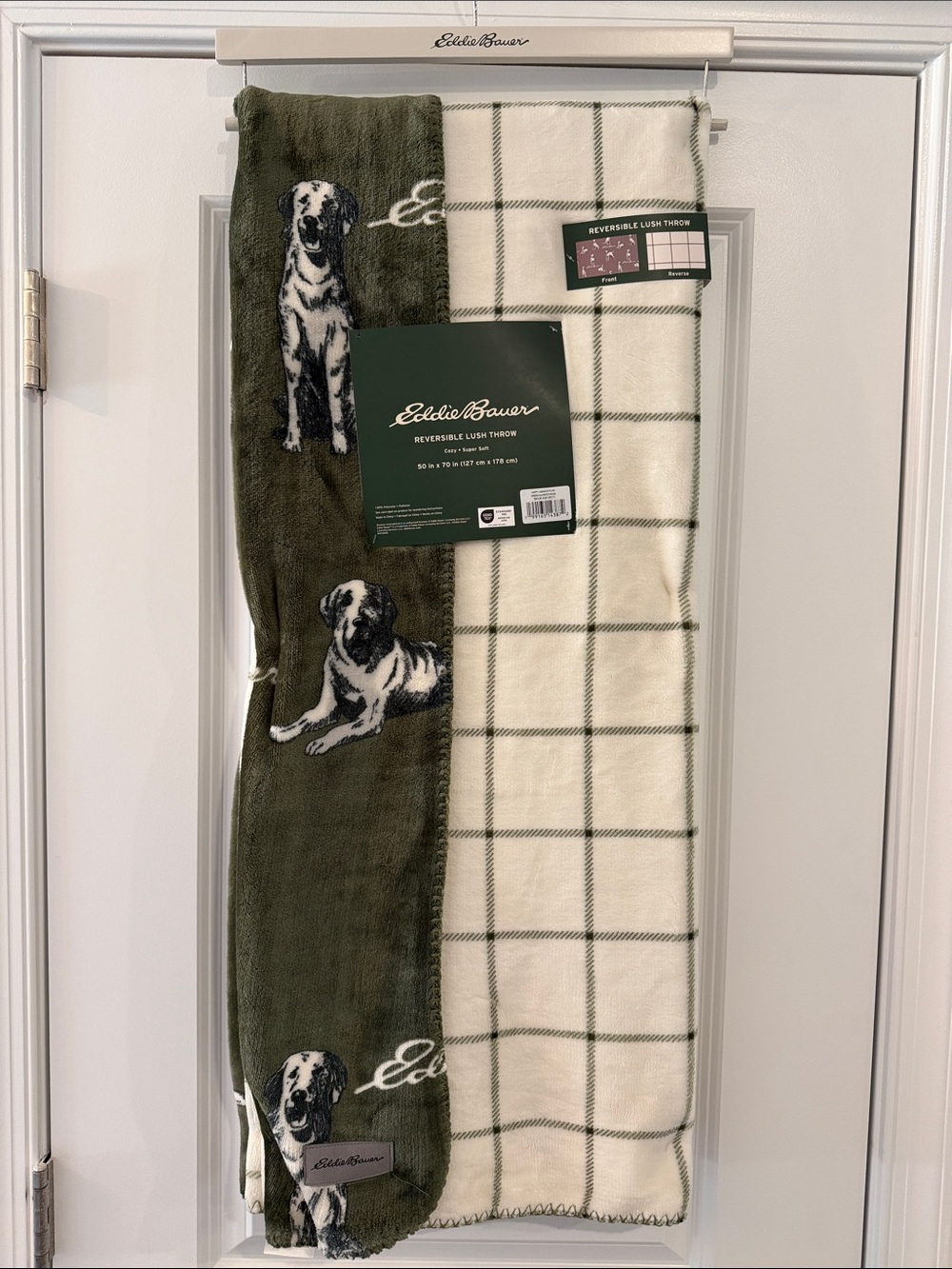 Eddie Bauer Happy Labs Plaid Plush Throw